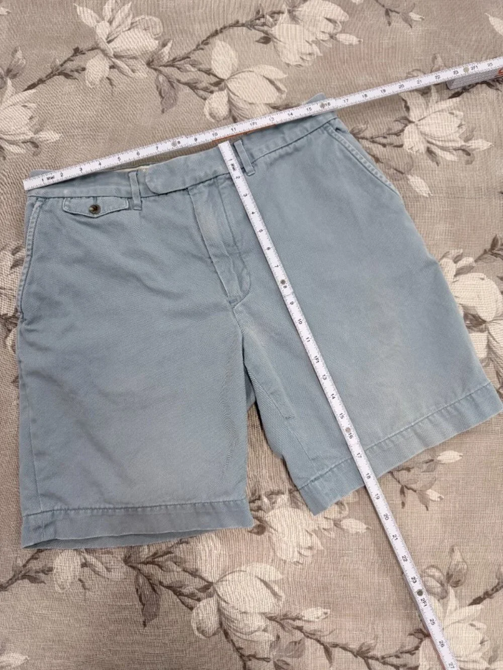 Ralph Lauren Rugby Skull Chino Shorts 33 Blue Distressed Preppy Cotton Y2K